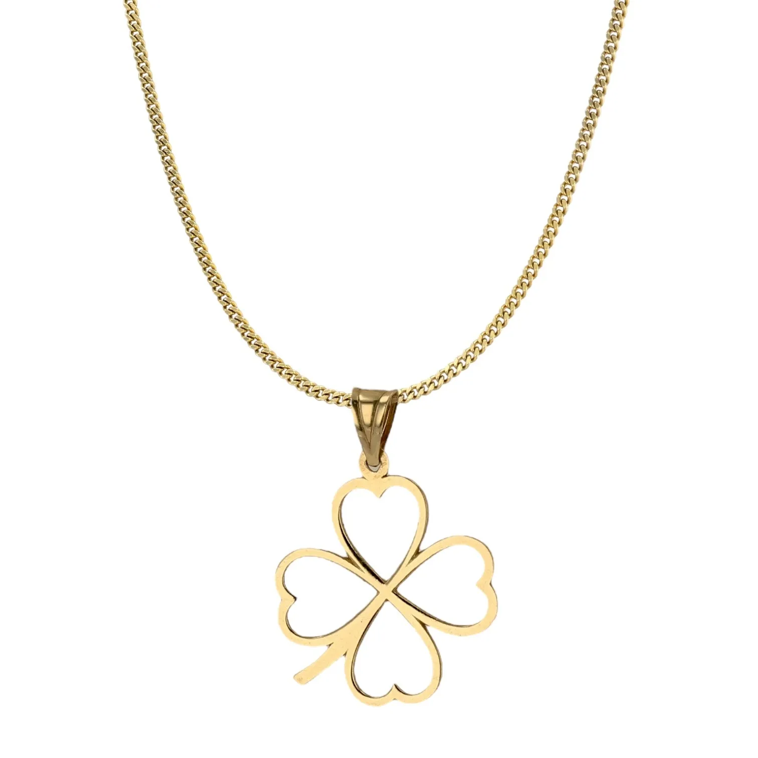 10k yellow gold clover necklace-50027