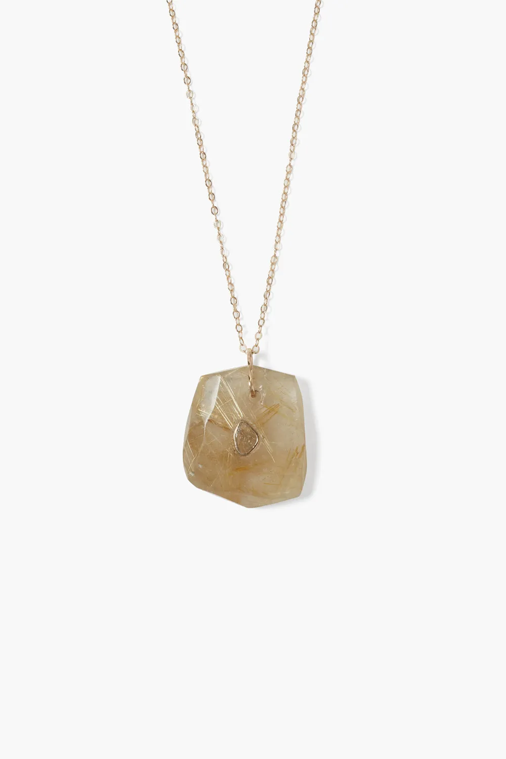 14k River Necklace Rutilated Quartz