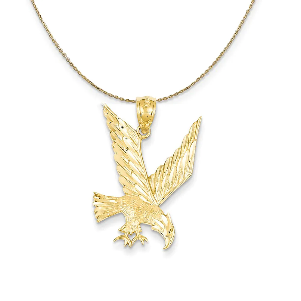 14k Yellow Gold Diamond Cut Eagle Necklace