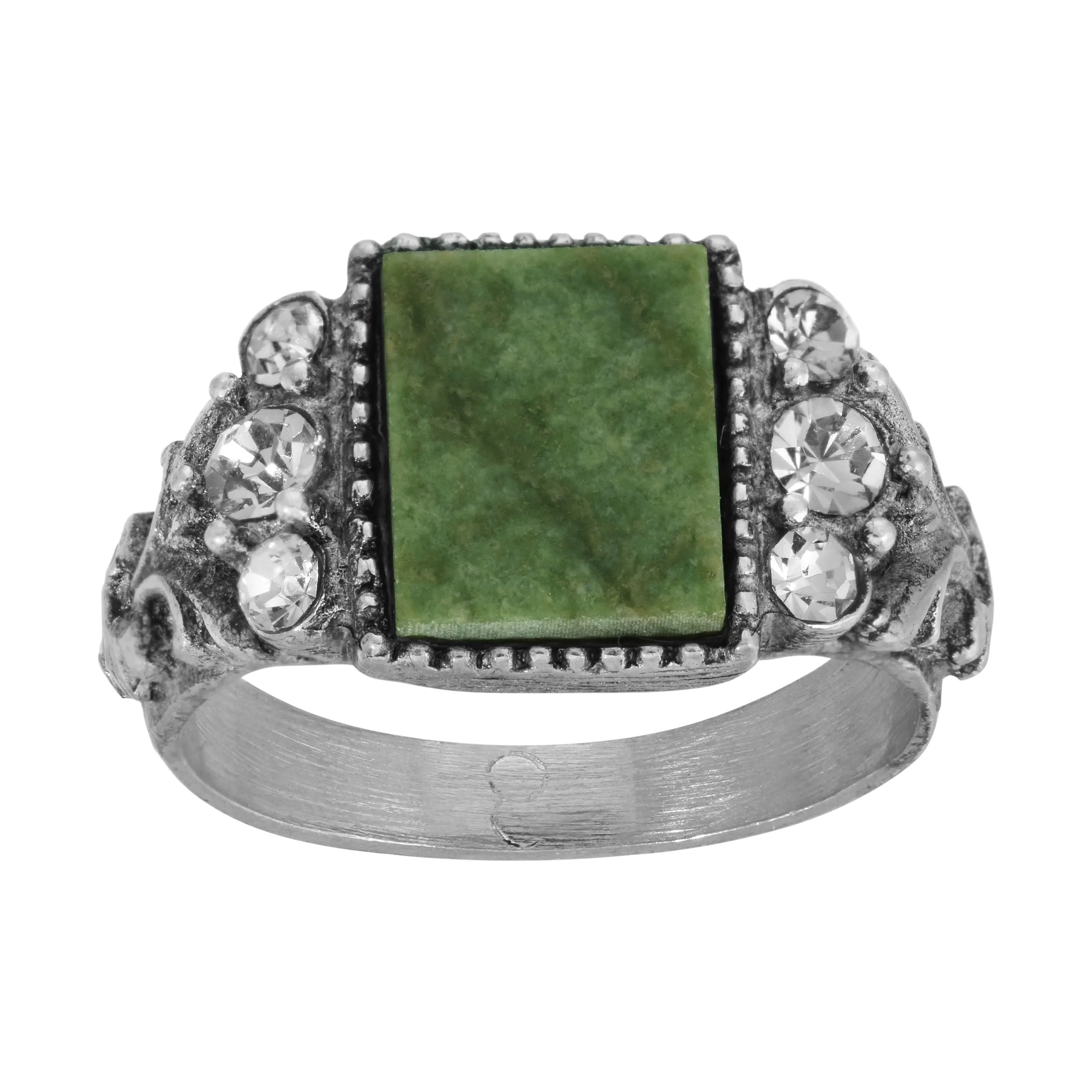 1928 Jewelry Jade Gemstone Crystal Accent Ring