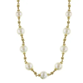 1928 Jewelry White Faux Pearl Beaded Necklace 16 + 3 Extender