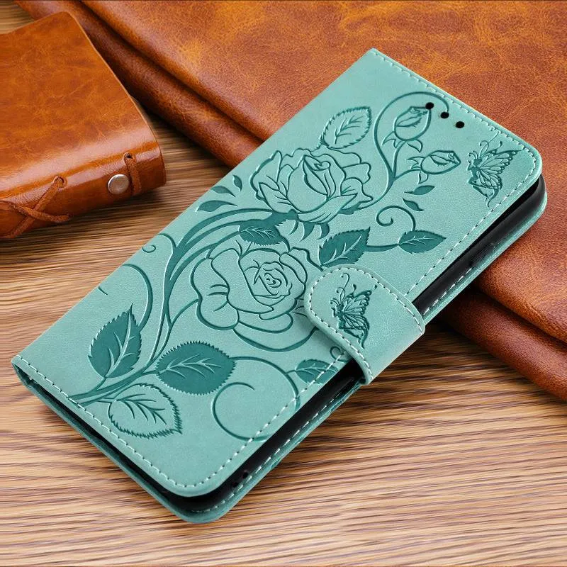 3D Embossed Rose Wallet Case For Samsung A02S