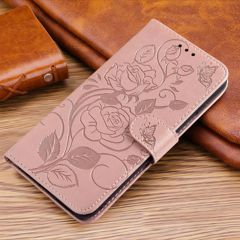 3D Embossed Rose Wallet Case For Samsung A12