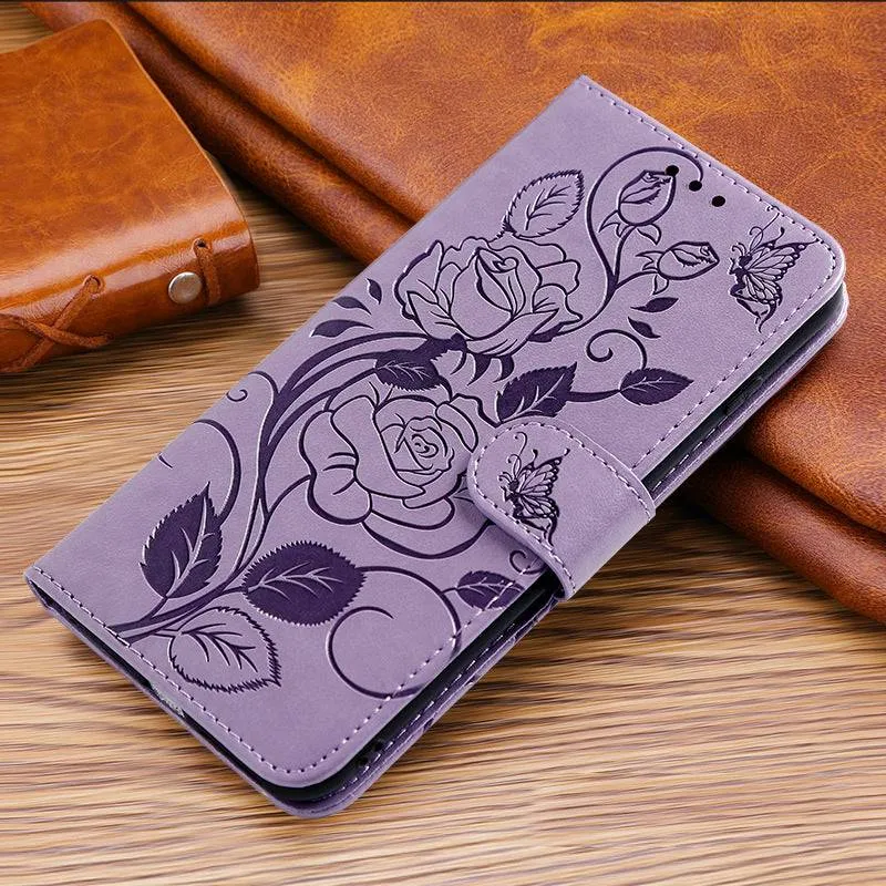 3D Embossed Rose Wallet Case For Samsung A12