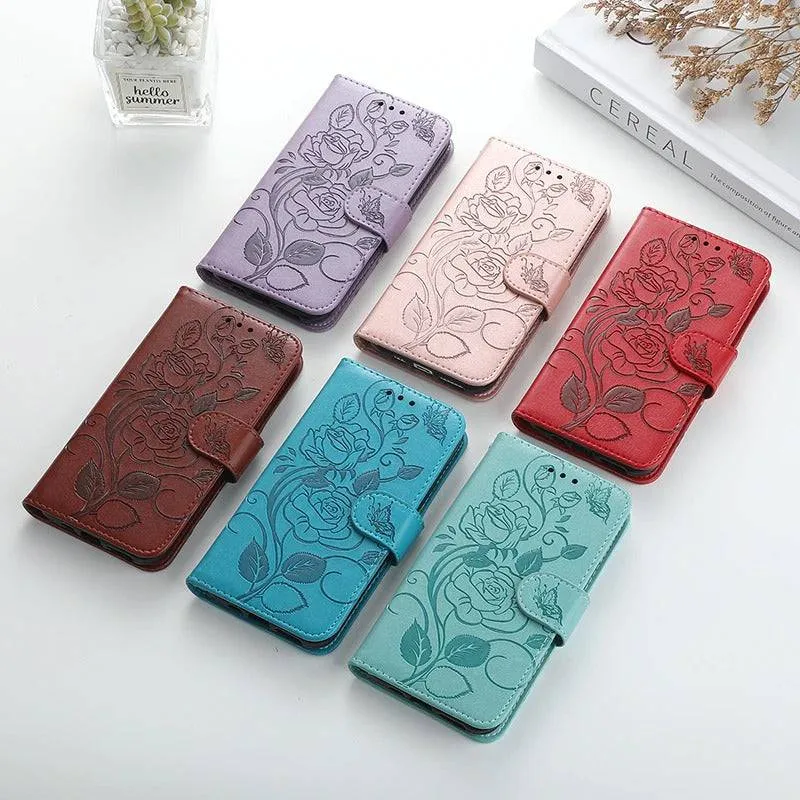 3D Embossed Rose Wallet Case For Samsung A42(5G)