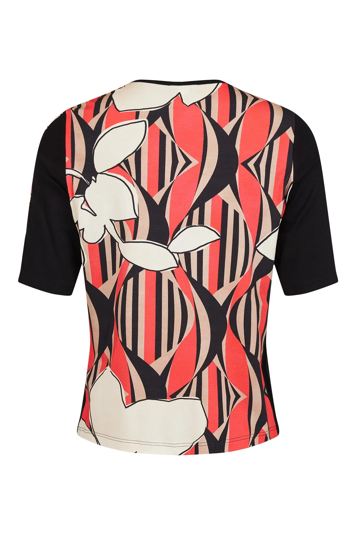 54199- Coral & Beige Print T-Shirt- Habella