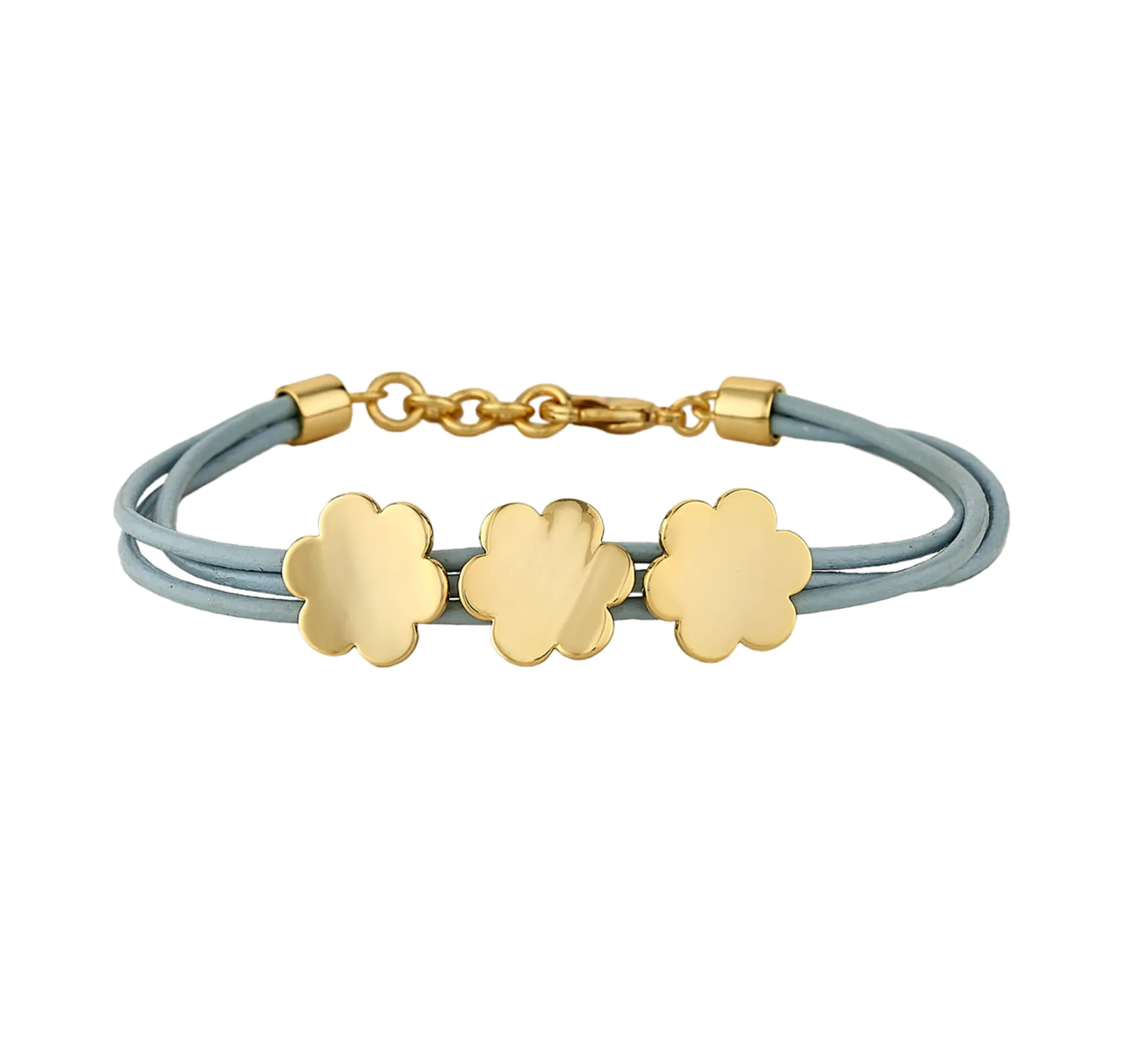 ASHA 14K GOLD DIPPED TRIPLE MAYA BRACELET-SKYBLUE