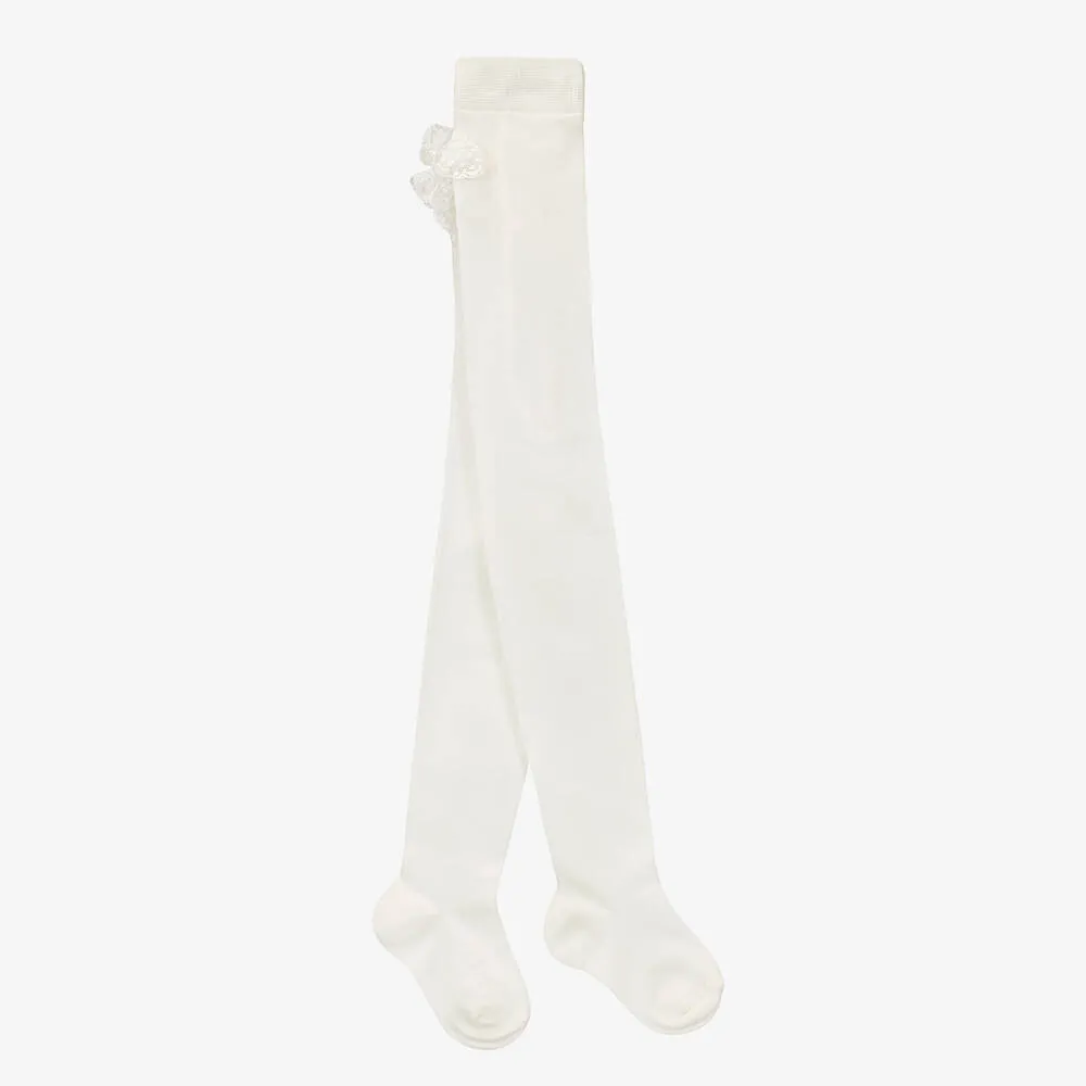 Baby Girls Ivory Ruffle Tights