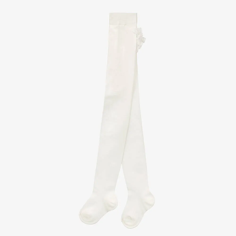 Baby Girls Ivory Ruffle Tights