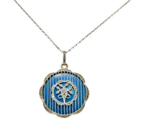 Belle poque  Enamel Diamond Platinum-Topped 18 Karat Gold French Lariat Pendant Necklace