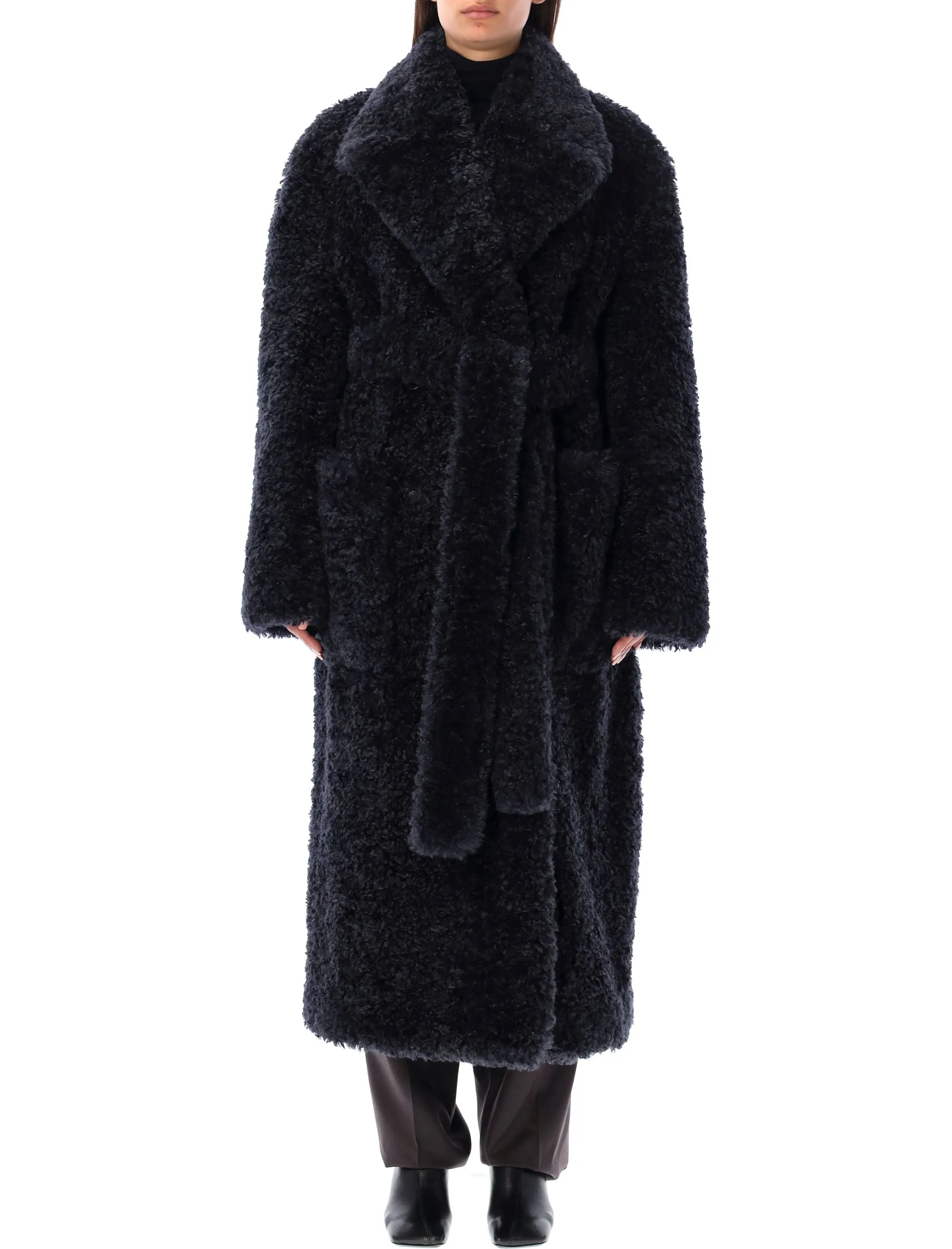 BELTED ECO FUR COAT