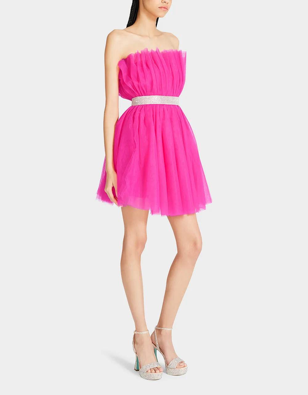 BETSEYS BLING TULLE DRESS HOT PINK