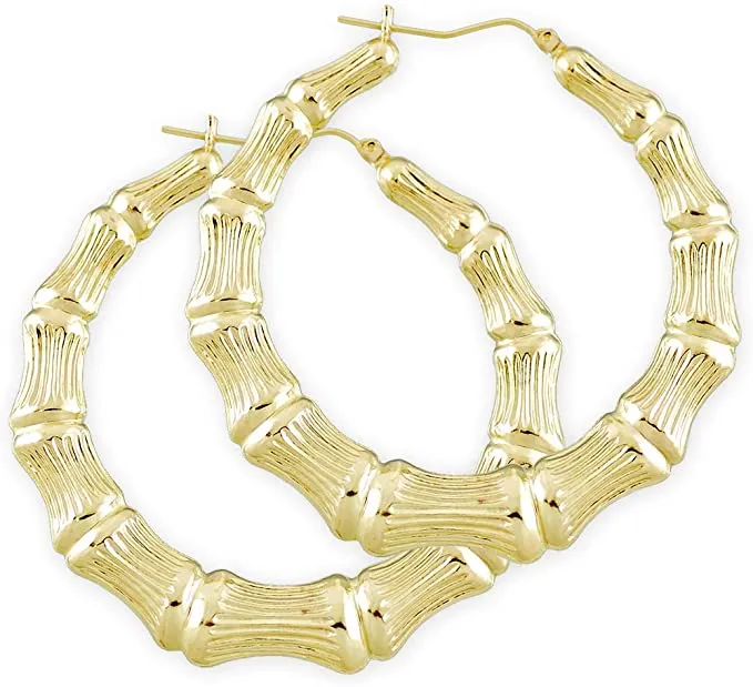 Better Jewelry 10K Gold Bamboo Hoops