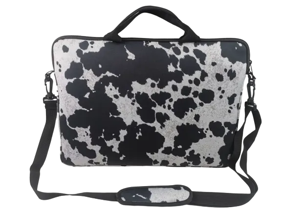 Black Cowhide Laptop Shoulder Bag