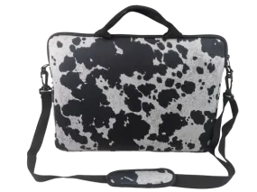 Black Cowhide Laptop Shoulder Bag