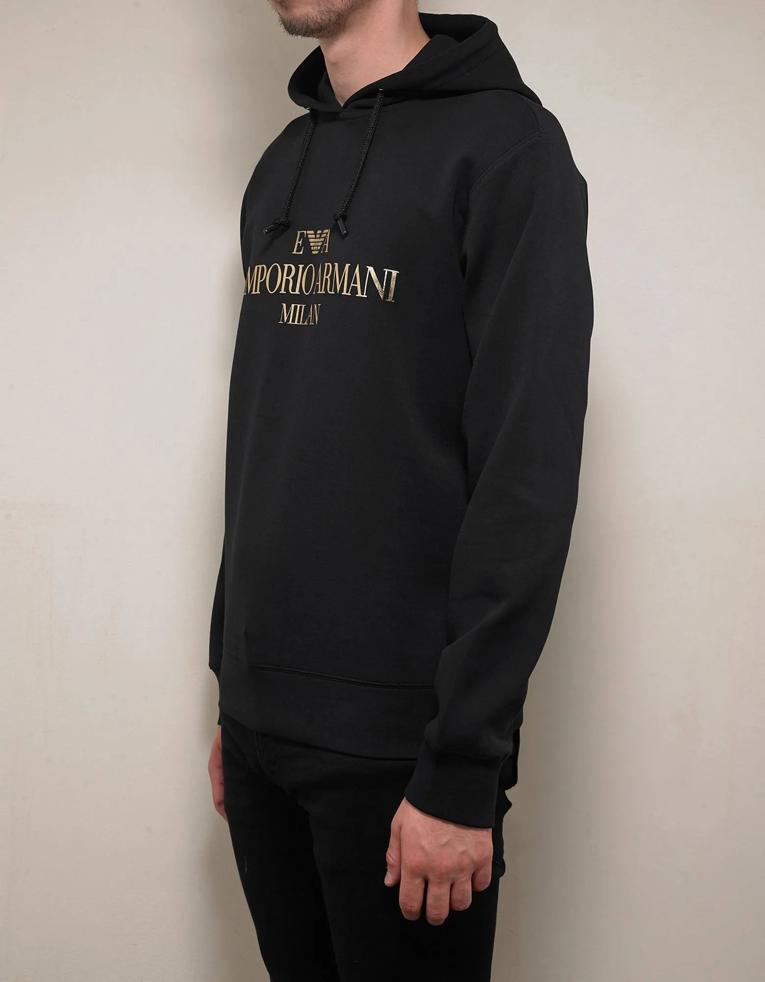 Black Metallic Logo Hoodie