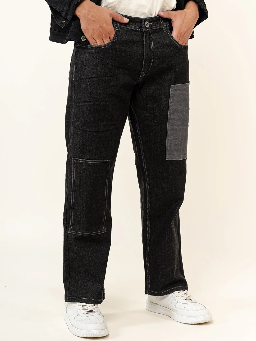 Black Straight Fit Denim Jeans