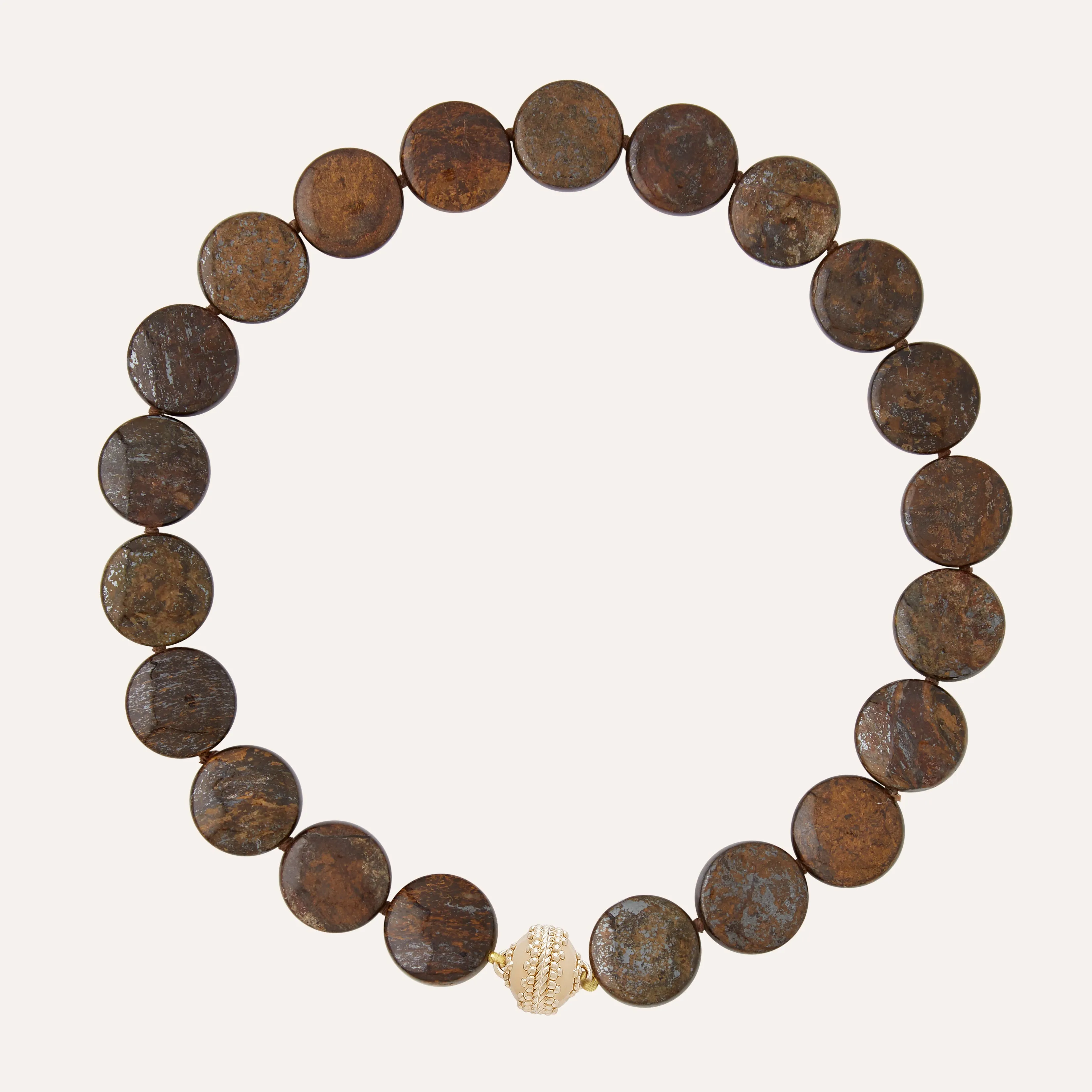 Bronzite Round Coin 18mm Necklace