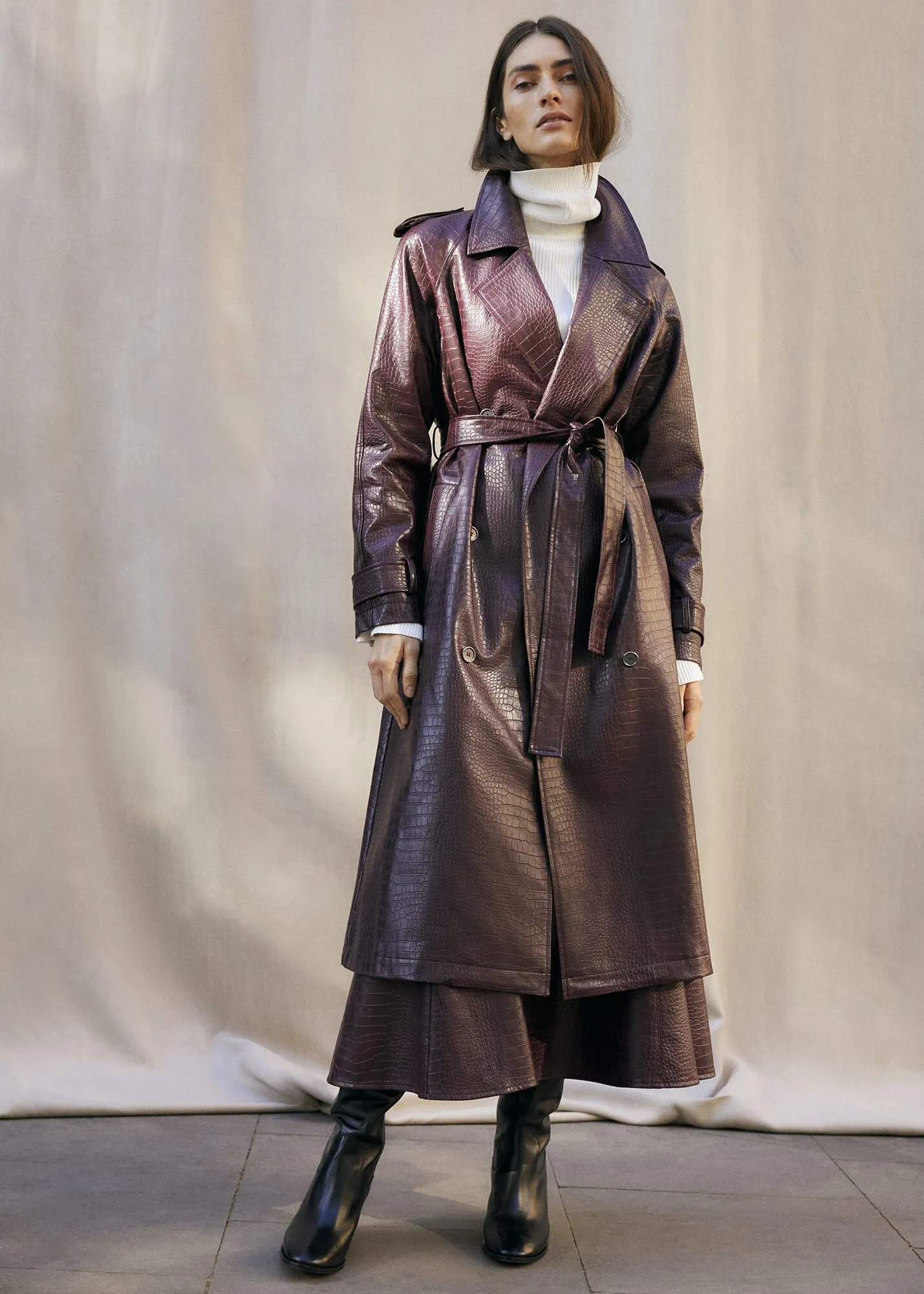 Carla Croc Pu Trench Coat