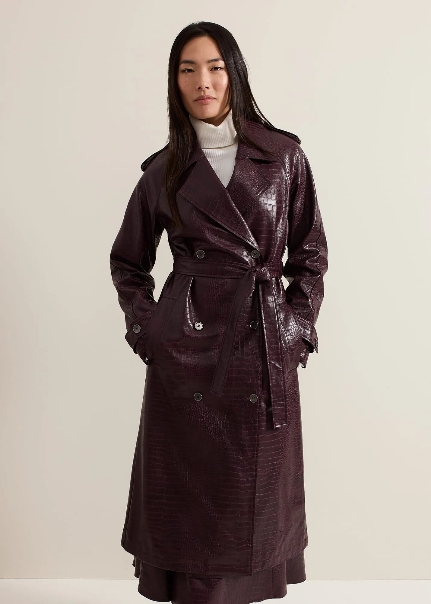 Carla Croc Pu Trench Coat