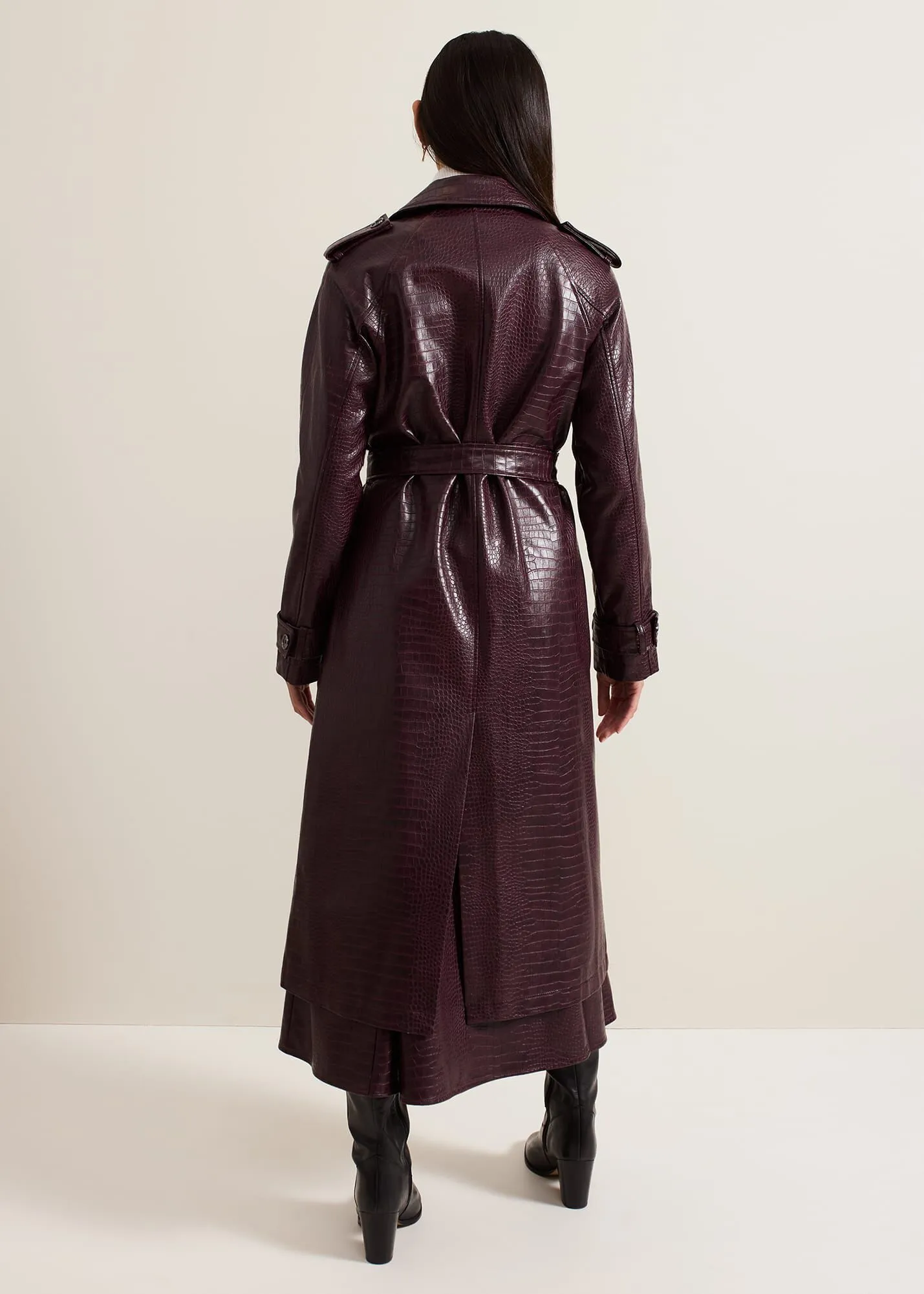 Carla Croc Pu Trench Coat