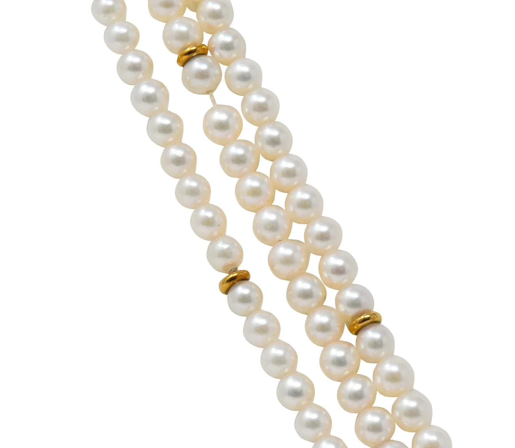 Carrera y Carrera 0.30 CTW Diamond Pearl 18 Karat Gold Las Manos Multi-Strand Necklace