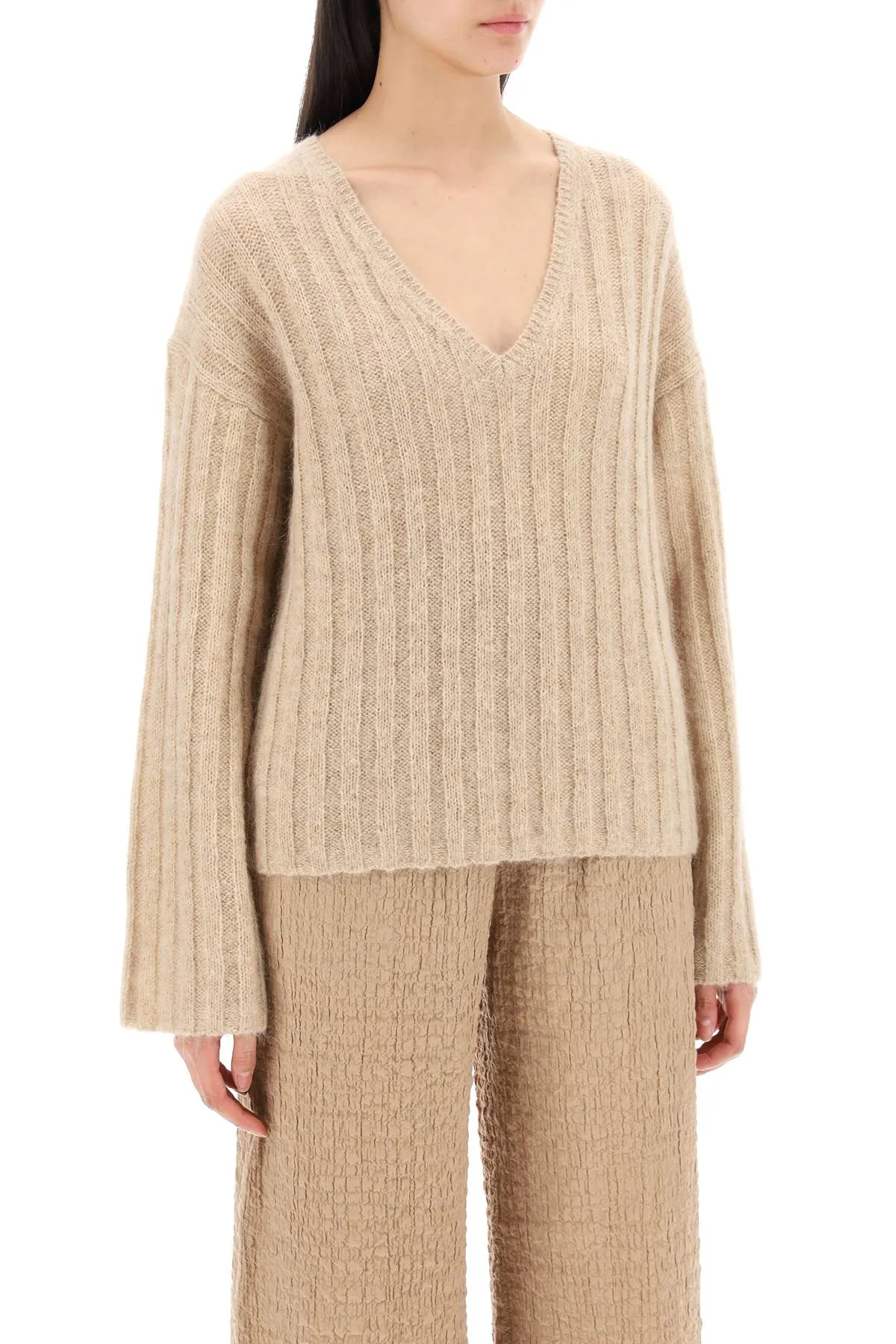 cimone sweater in flat-ribbed knit Q72535002 TWILL BEIGE