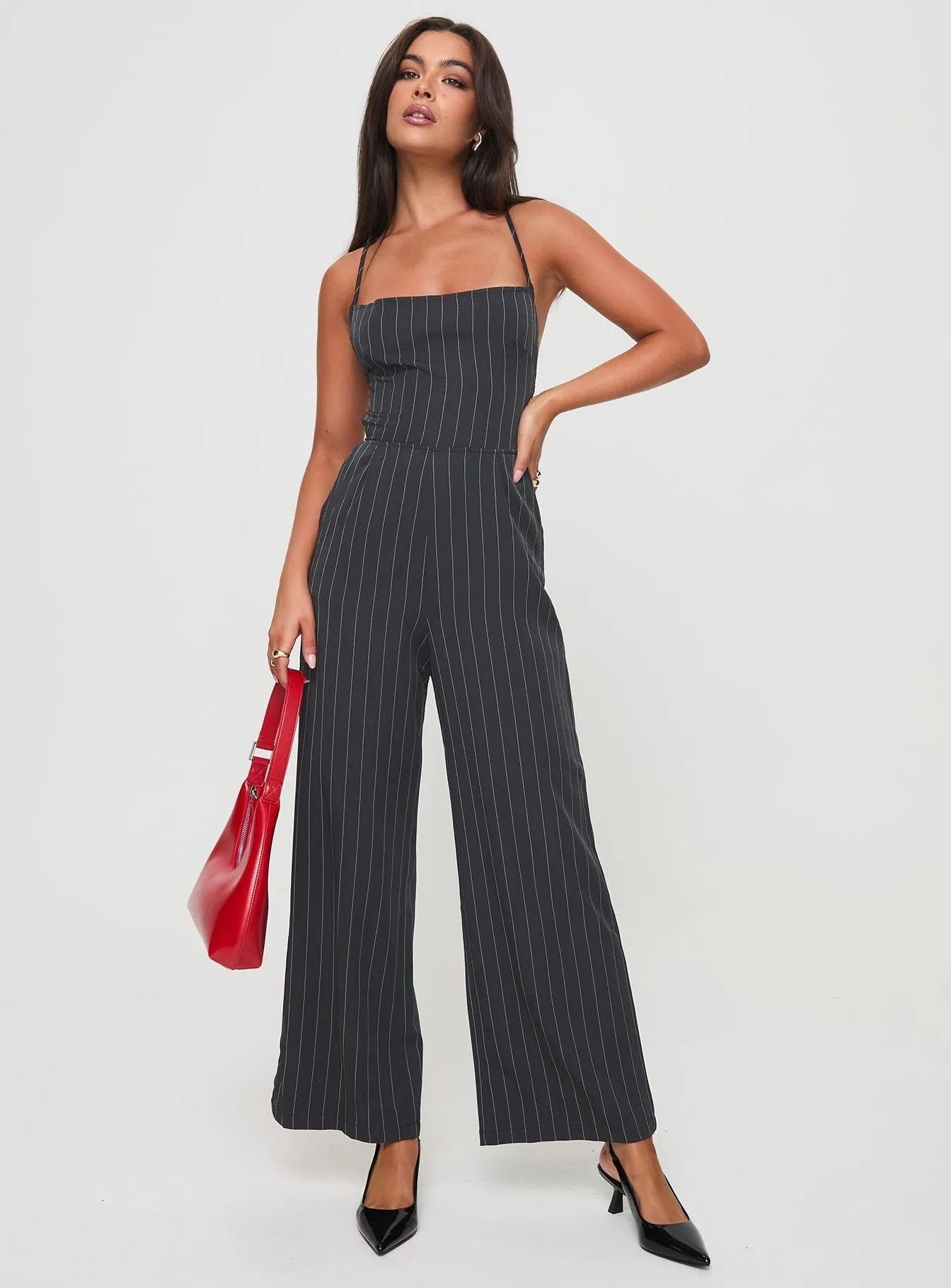 Creammy Jumpsuit Black Pinstripe