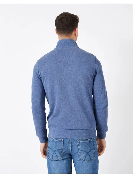 Crew Clothing French Rib Half Zip Sweatshirt in Blue Marl