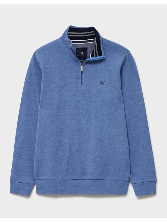 Crew Clothing French Rib Half Zip Sweatshirt in Blue Marl