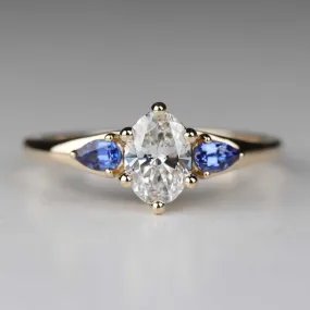 Custom Three Stone Ring with Lab-grown Diamond and Sapphire