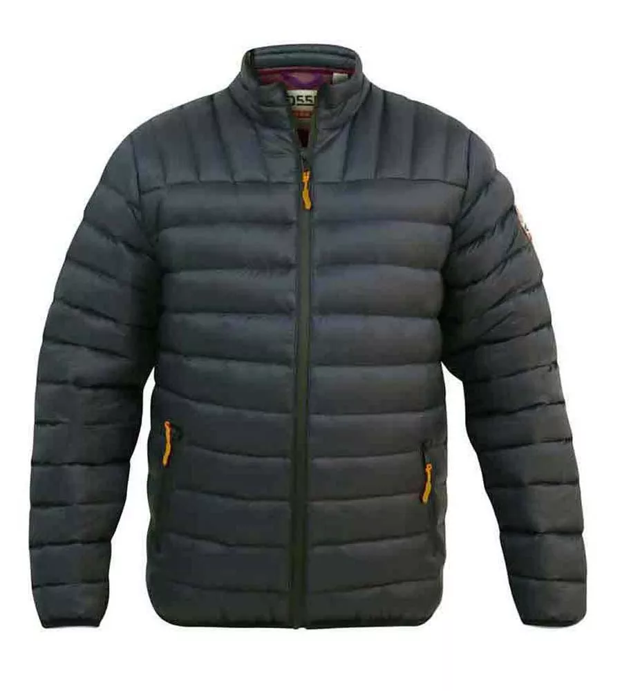 D555 Mens Black Puffer Jacket With Sleeve Patch (LIMEHOUSE 2)