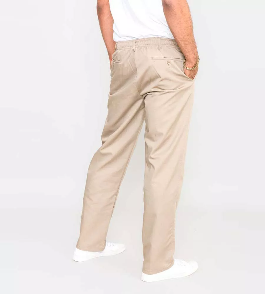 D555 Mens Stone Rugby Trousers Pants Full Elasticated Waist (BASILIO STONE)