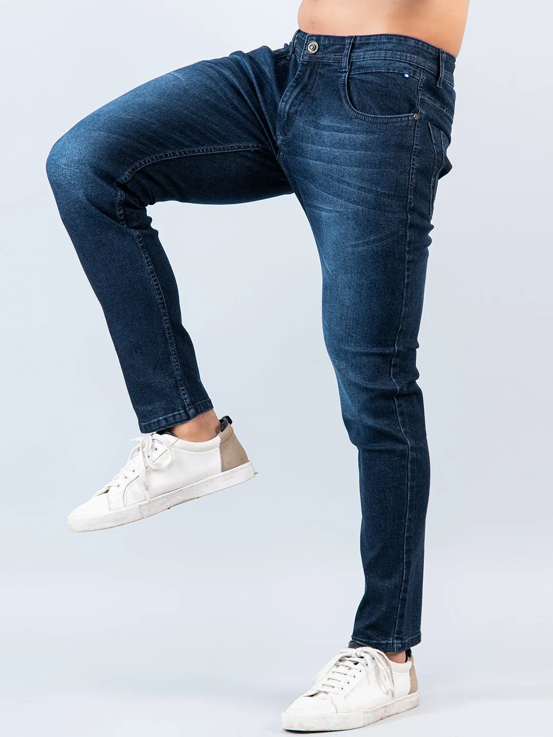 Dark Blue Skinny Ankle Fit Mens Denim Jeans