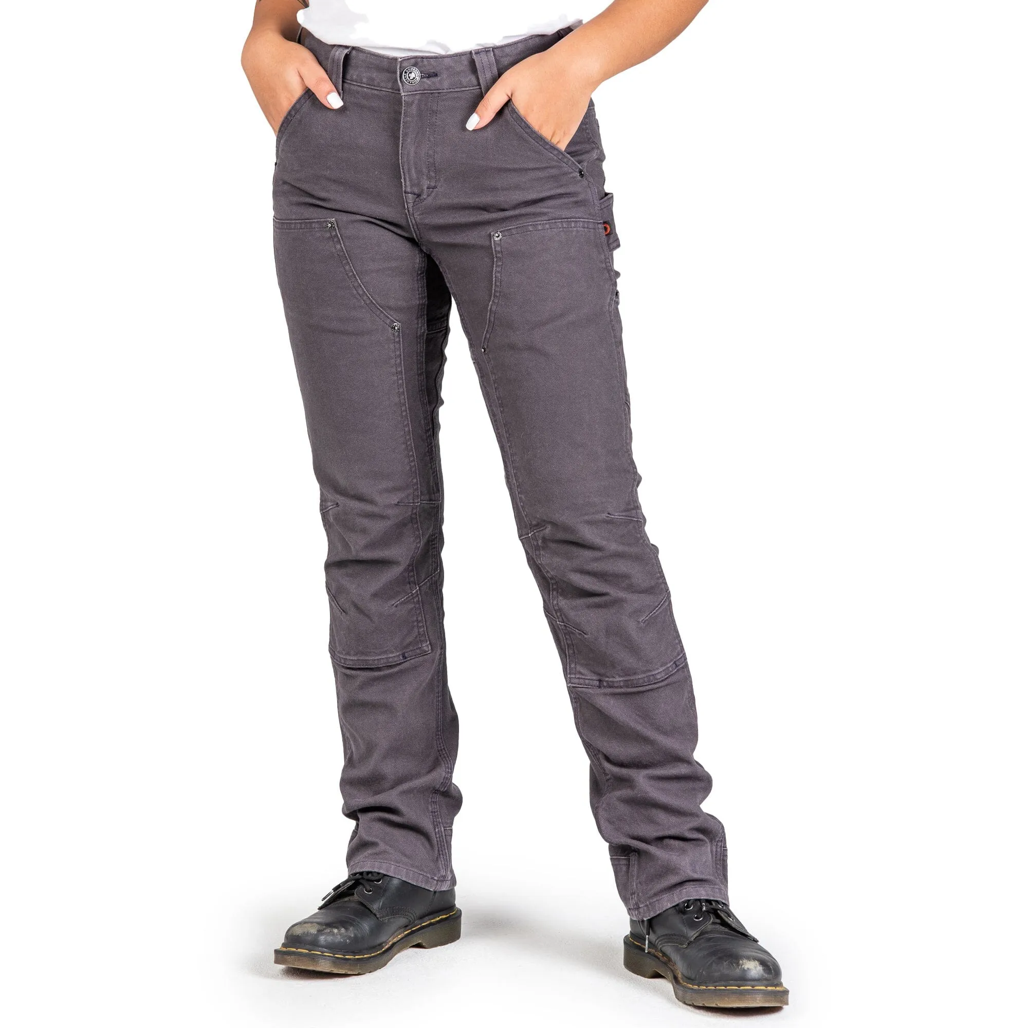 Dovetail Women's Britt Utility Mid-Rise Pants in Dark Grey Canvas