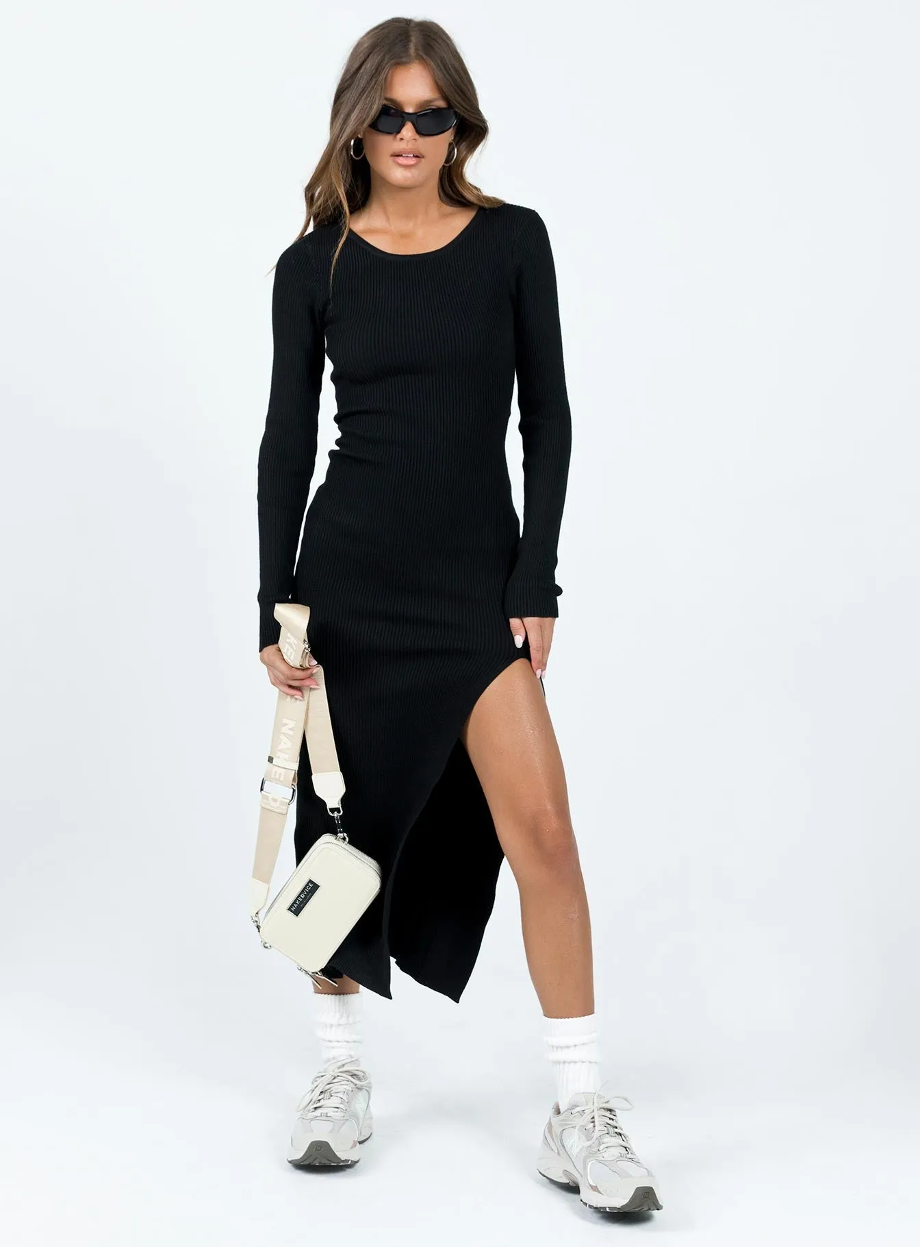 Fitro Long Sleeve Maxi Dress Black