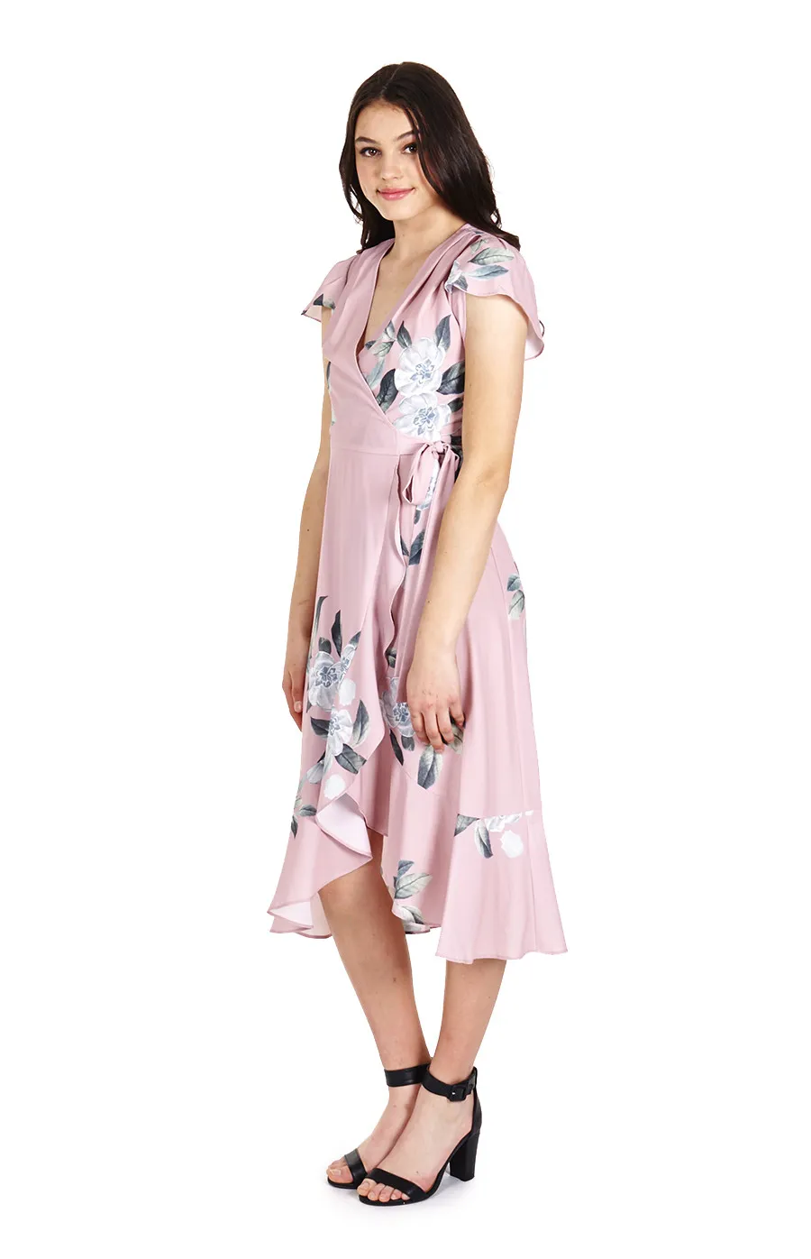 Floral Midi Length Wrap Dress (ADR802A)