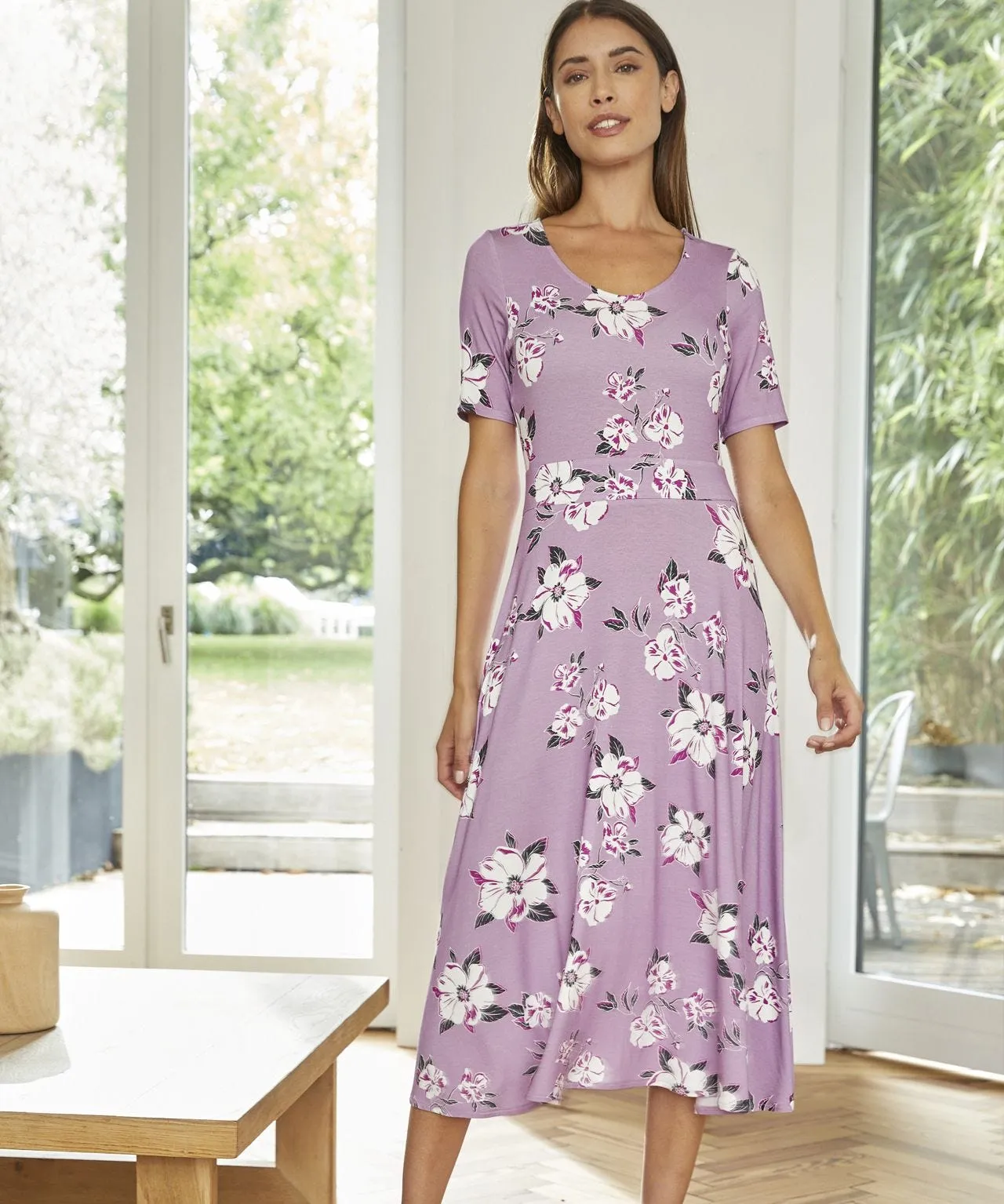 Floral Print Comfort Stretch Dress