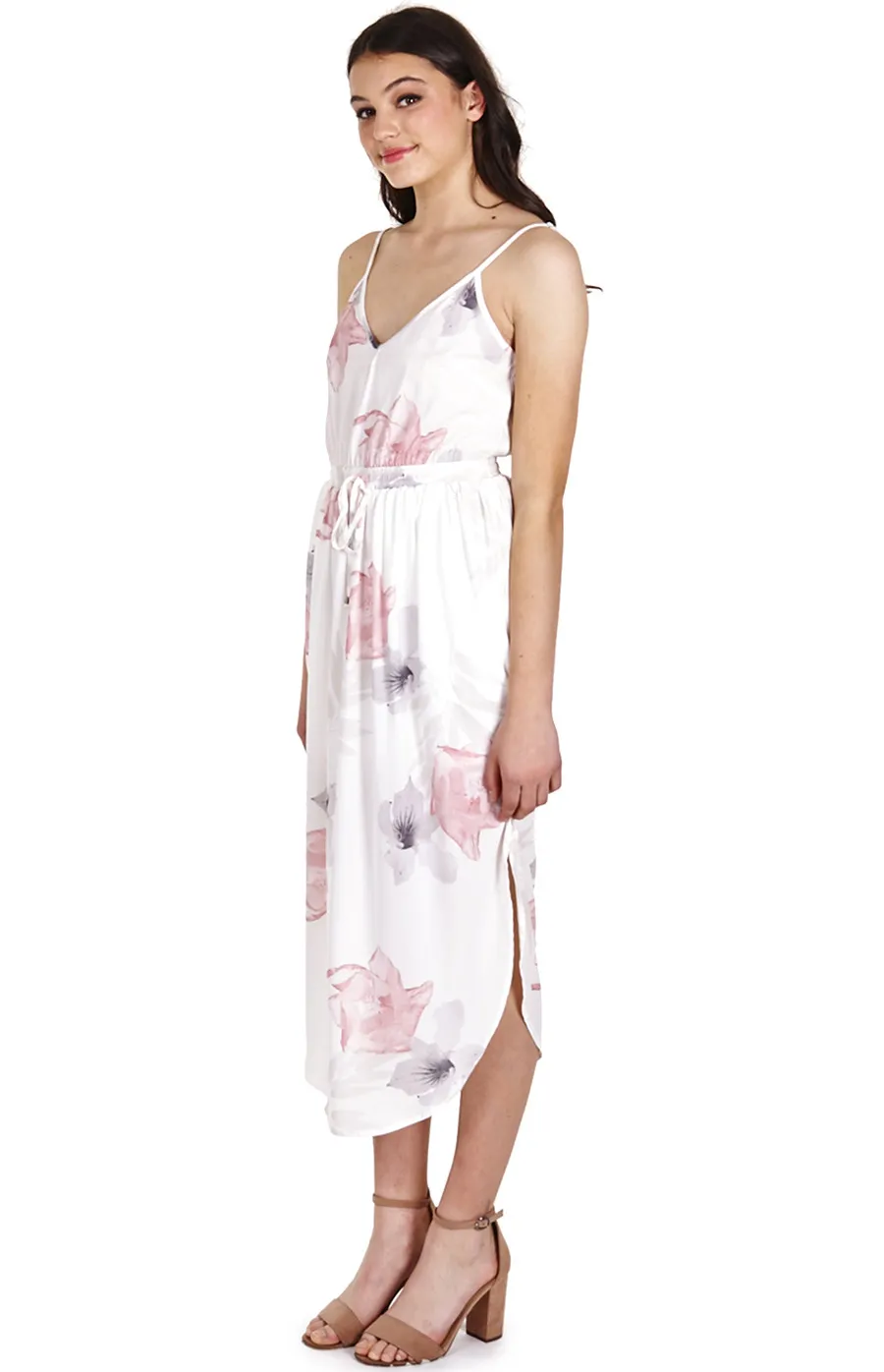 Floral Printed Dress with Waistband Details (SD6B)