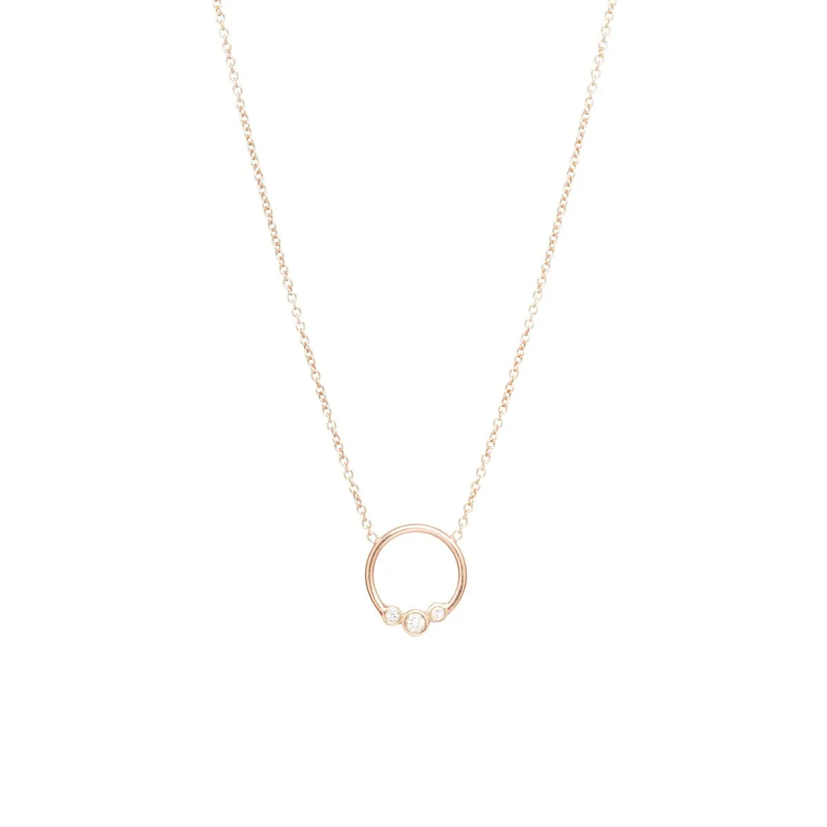 Graduated Bezel Diamond Circle Necklace