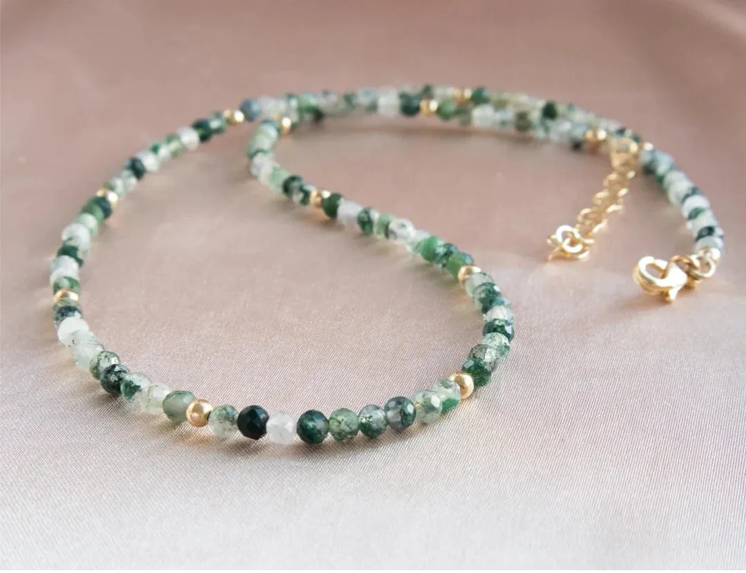 Green Moss Agate Necklace - Abundance and Prosperity