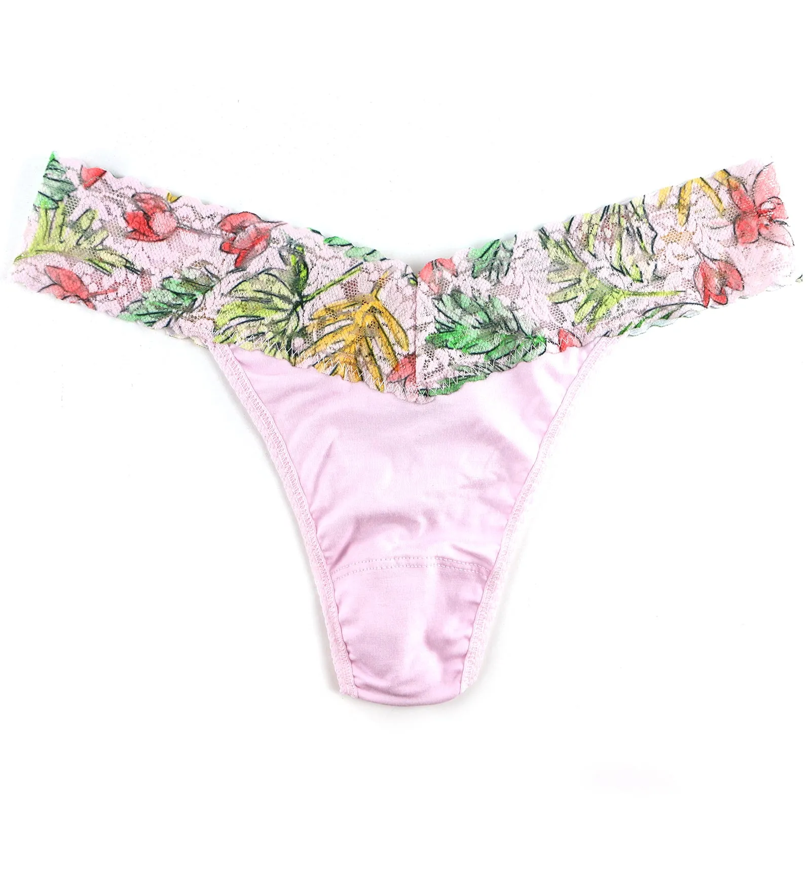 Hanky Panky Cotton-Spandex Original Rise Thong (891802P) - Lovely Leaves