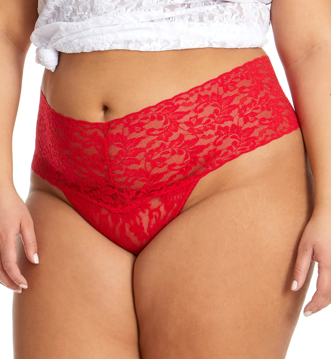 Hanky Panky Plus Size Retro Lace Thong (9K1926X) - Red