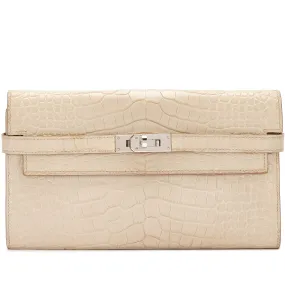 Hermès Beton Matte Alligator Kelly Wallet Palladium Hardware, 2013