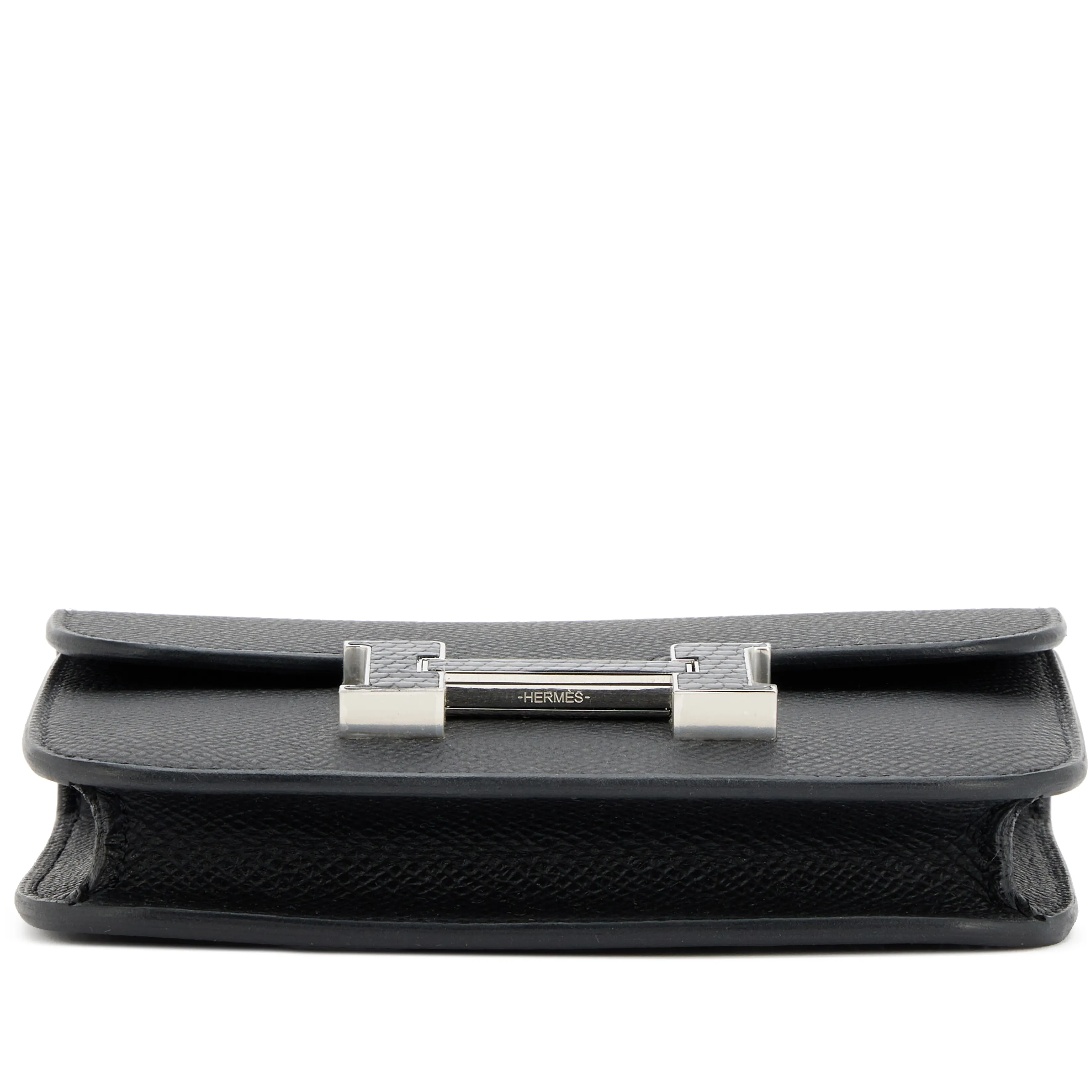 Hermès Black Epsom Constance Slim Wallet with Lizard and Palladium Hardware, 2024