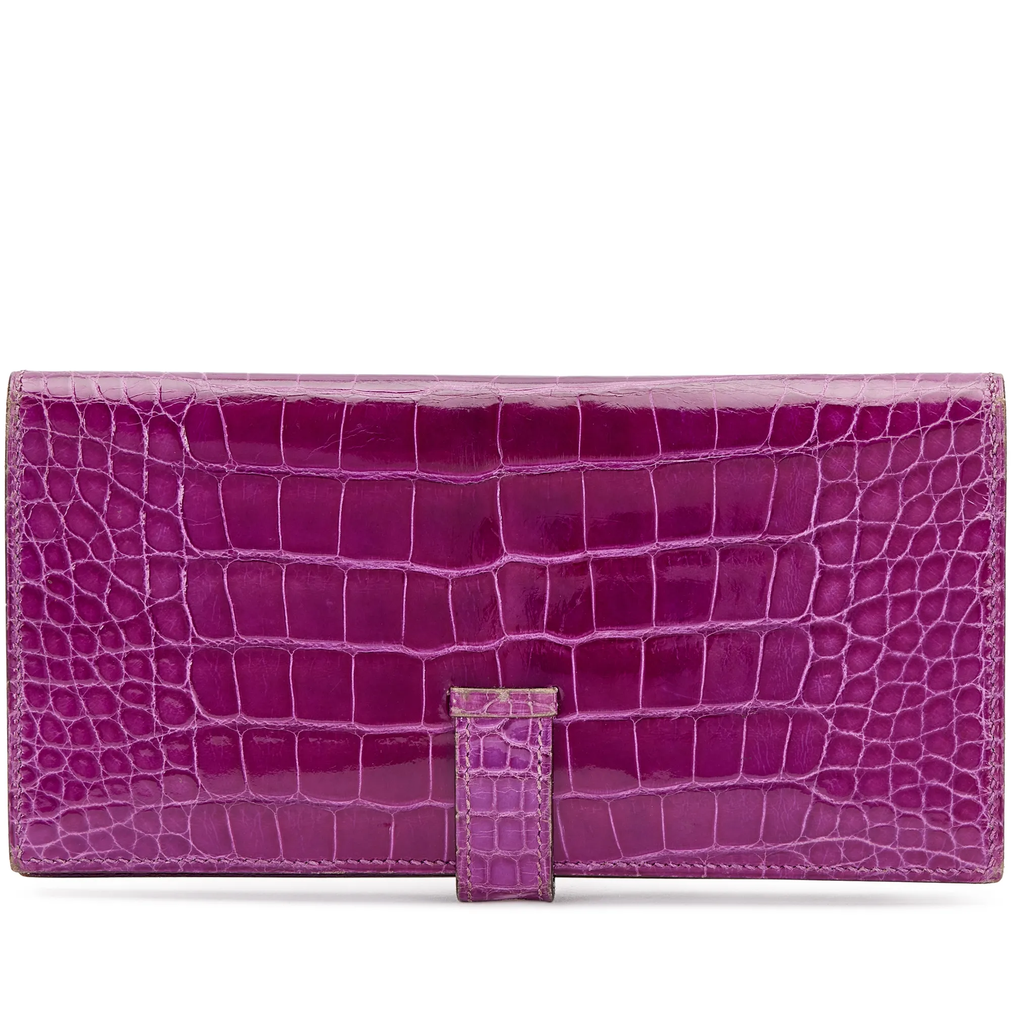 Hermès Violet Shiny Alligator Bearn Wallet Palladium Hardware, 2006