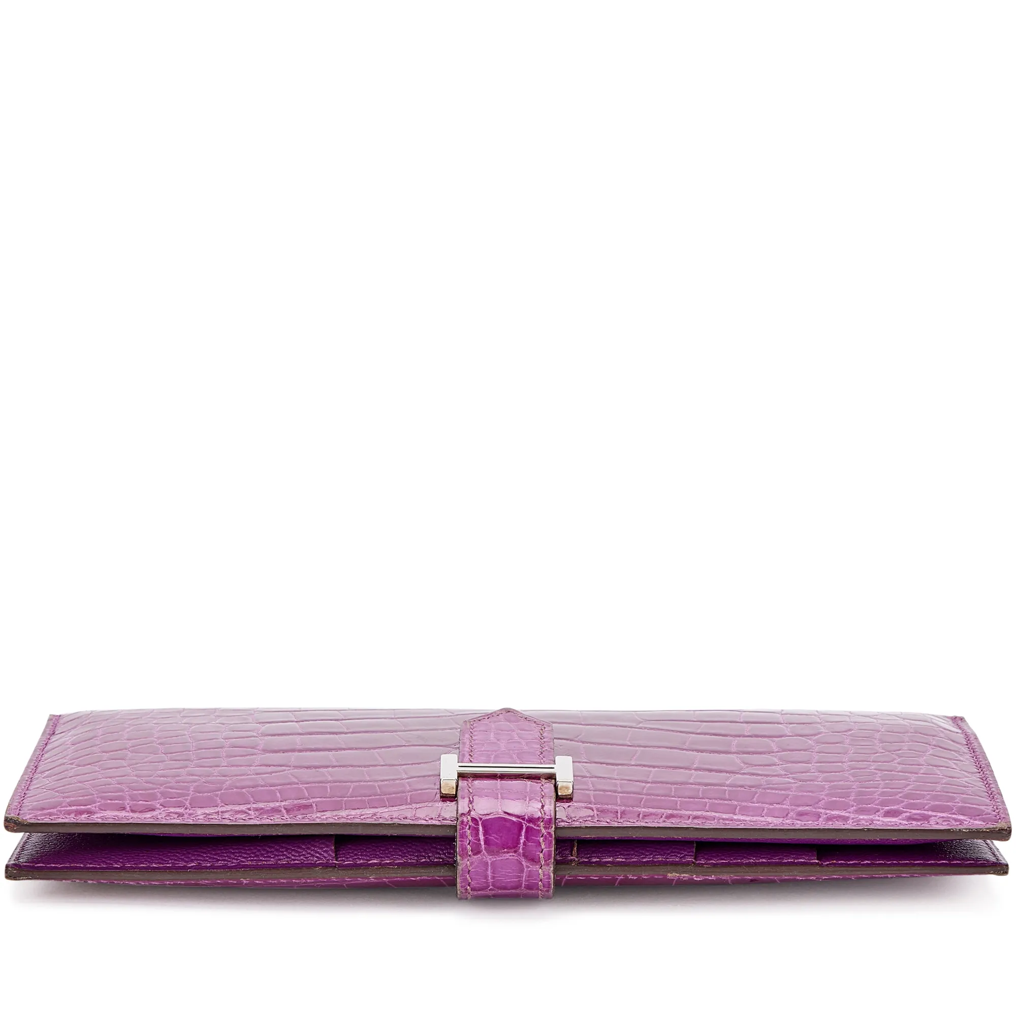 Hermès Violet Shiny Alligator Bearn Wallet Palladium Hardware, 2006