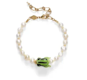 Hip Hop Good Luck Pearly Bracelet, Frog