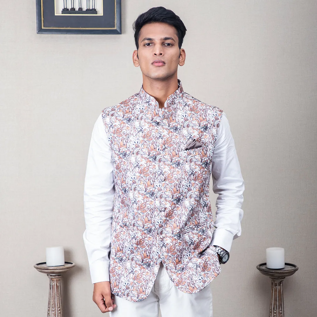 Itarsi Abstract Print Nehru Jacket