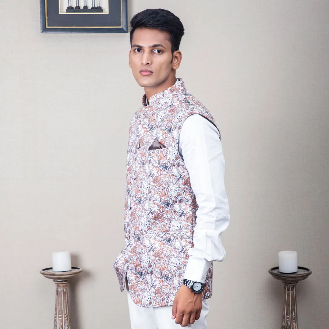 Itarsi Abstract Print Nehru Jacket